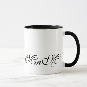 Caneca de café preta do teste padrão da inicial 