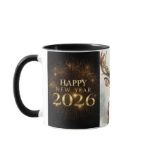 caneca de café preta dourada ano novo premium