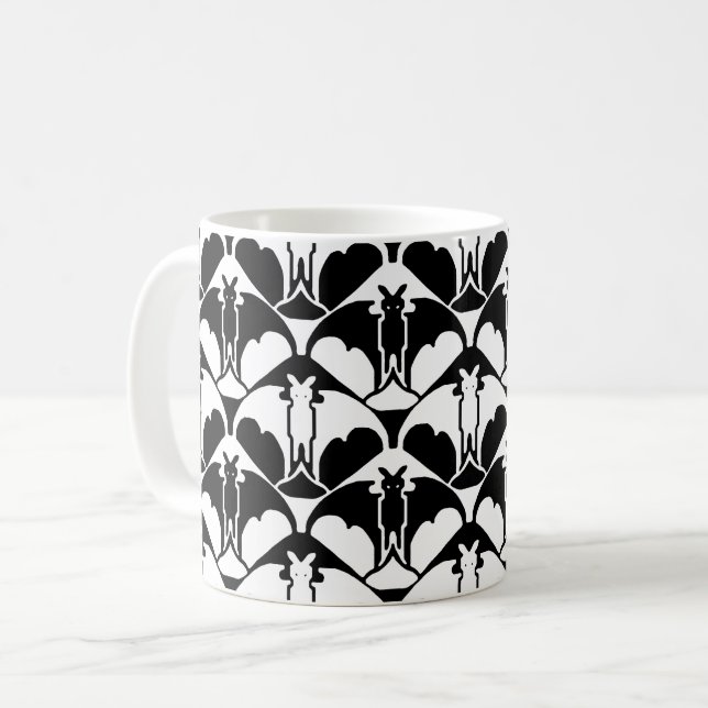 Caneca de Café Preta e Branca Batty (Frente Esquerda)