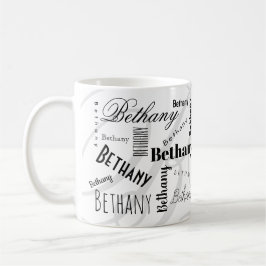 Caneca de Café Preta e Branca com Nome Personaliza