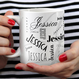 Caneca de Café Preta e Branca com Nome Personaliza