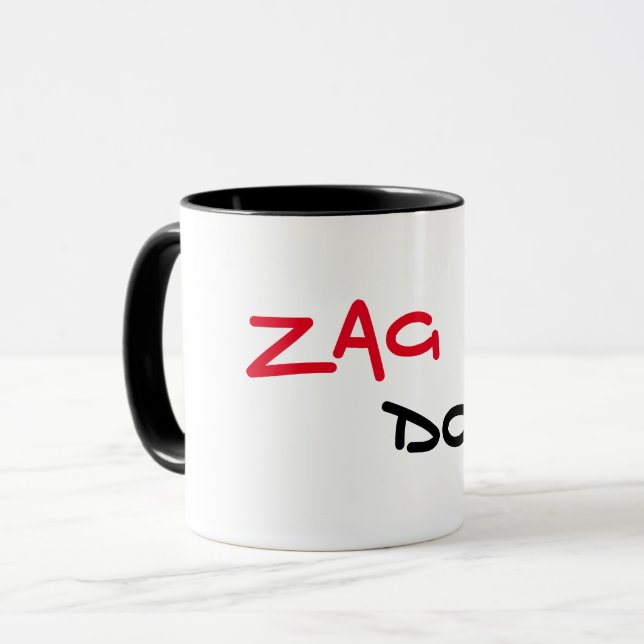Caneca de café preta Zag Dog (Frente Esquerda)