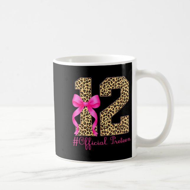 Caneca De Café Preteen 12th Birthday Girl Coquette Bow Leopard  (Direita)