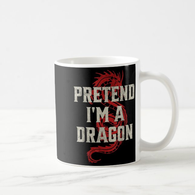 Caneca De Café Pretend I'm A Dragon Funny Lazy Halloween Costume  (Direita)