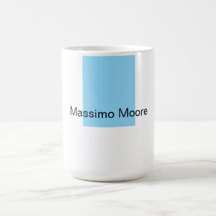 Caneca De Café Preto Azul Branco Simples Elegante Nome Próprio