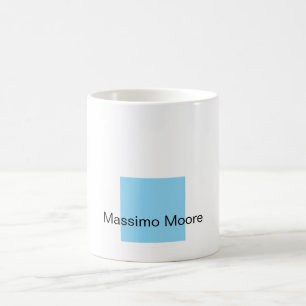 Caneca De Café Preto Azul Branco Simples Elegante Nome Próprio