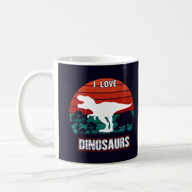 Caneca De Café Preto Bonito Eu Amo Dinossauro (Esquerda)