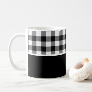 Caneca de Café Preto Branco com Xadrez de Búfalo M