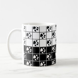Caneca De Café Preto Branco Cute Windowpane Pata Xadrez