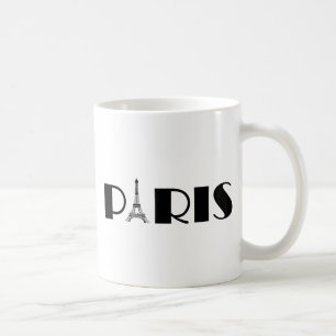 Caneca De Café Preto & branco de Paris da torre Eiffel