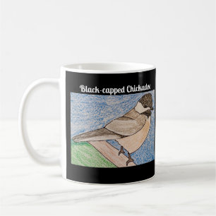 Caneca De Café Preto-Chickadee de Casca Preta
