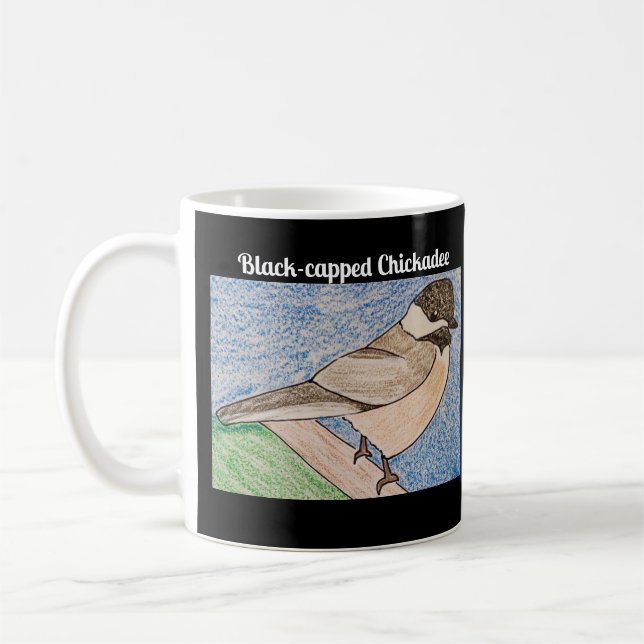 Caneca De Café Preto-Chickadee de Casca Preta (Esquerda)