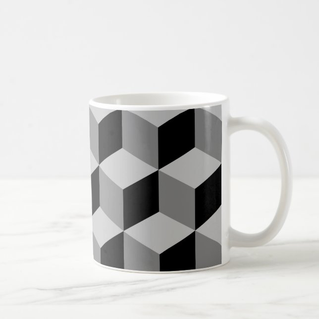 Caneca De Café Preto & cinzas do teste padrão do cubo grandes (Direita)