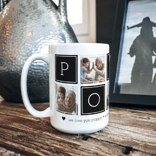 Caneca De Café Preto  Colagem Personalizada de Colorblocos de Fot