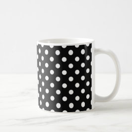 Caneca De Café Preto com pontos brancos