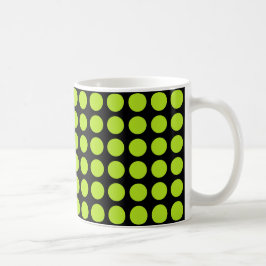 Caneca De Café Preto das bolinhas do verde limão
