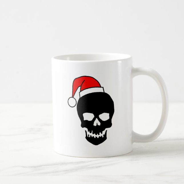Caneca De Café Preto do crânio do Natal (Direita)