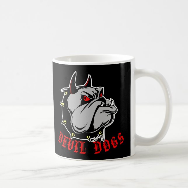 Caneca De Café Preto dos cães de diabo do buldogue (Direita)