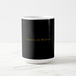 Caneca De Café Preto & Dourado Minimalista Fofo Nome Próprio