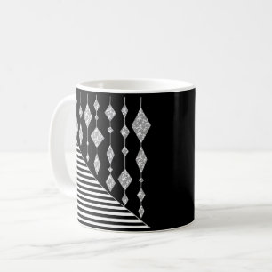 Caneca De Café Preto e branco, abstrato, geométrico, simples, Dig