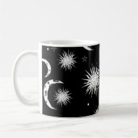 Preto e Branco Caprichoso Sol Lua e Estrelas