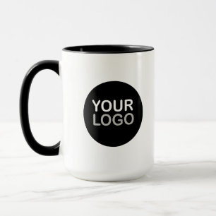 Caneca de Café Preto e Branco com Logotipo da Empr