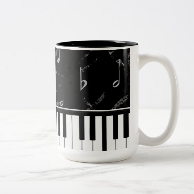 Caneca de café preto e branco da música do piano (Direita)