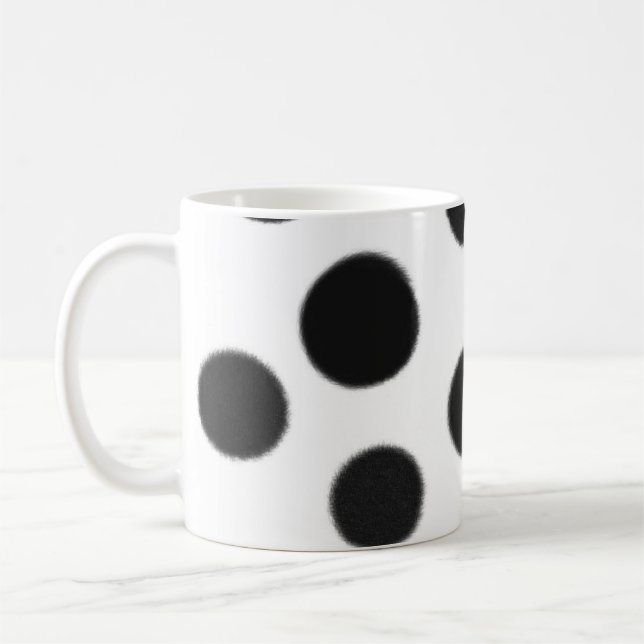 caneca de café preto e branco das bolinhas (Esquerda)