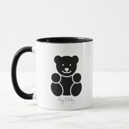 Caneca de Café Preto e Branco de Duas Cores Urso d