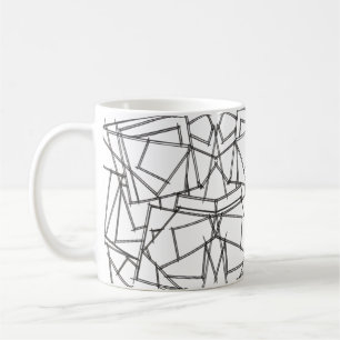 Caneca De Café Preto E Branco Geométrico-Moderno Minimalista