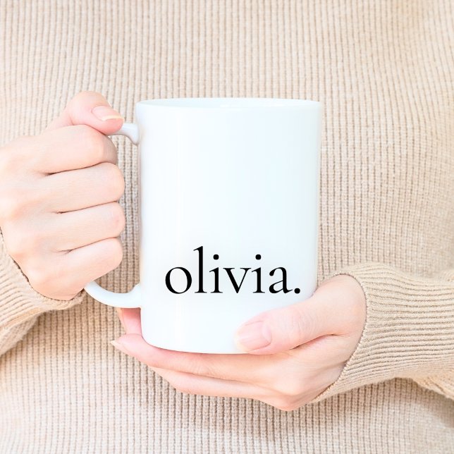 Caneca De Café preto e branco mínimo Elegante clássico monograma (Criador carregado)