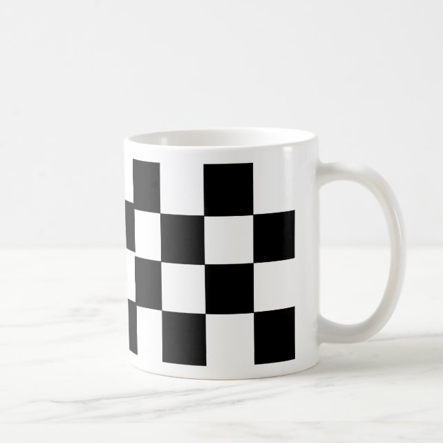 Caneca De Café Preto e branco verificados (Direita)