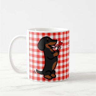 Caneca De Café Preto e Dachshund de cabelo liso de Tan