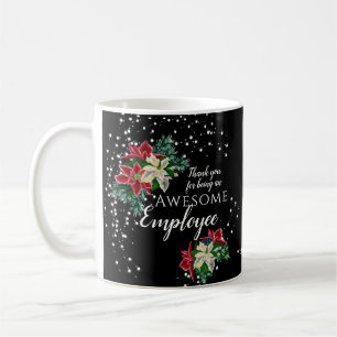 Caneca De Café Preto Floral de Apreciação do Funcionário de Na
