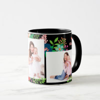 Caneca de café preto floral do dia das mães de 3