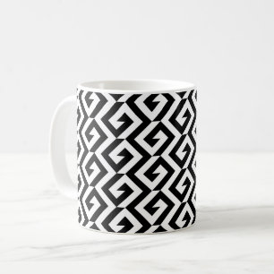 Caneca De Café Preto geométrico e branco