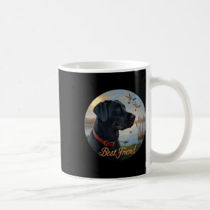Caneca De Café Preto Labrador Melhor Amigo. Caça ao Pato de Aves