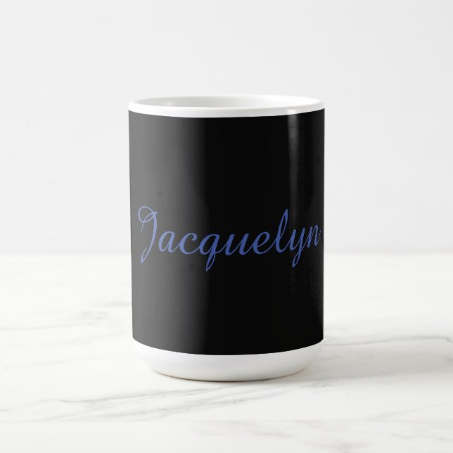 Caneca De Café Preto Neutro e Azul, Novo Nome Próprio Elegante (Centro)