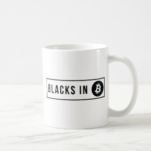 Caneca De Café Preto no logotipo de Bitcoin
