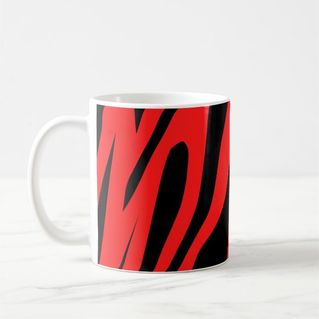 Caneca De Café Preto - Padrão de Tons Vermelhos Invisível (Esquerda)