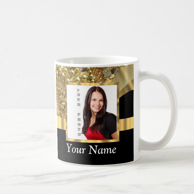 Caneca De Café Preto personalizado e ouro (Direita)