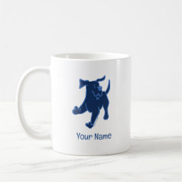 Caneca De Café Preto Personalizado Lab Puppy Branco Simples
