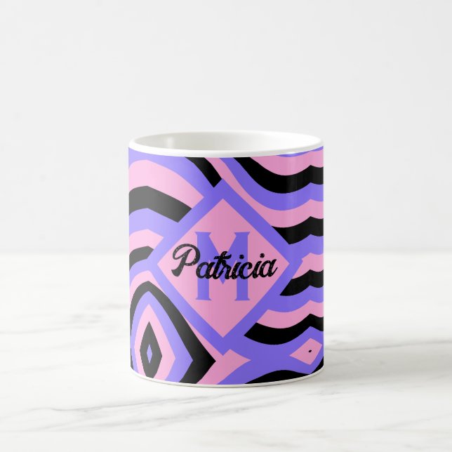 Caneca De Café preto psíquico roxo e rosa dos anos 70 (Centro)