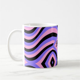 Caneca De Café preto psíquico roxo e rosa dos anos 70