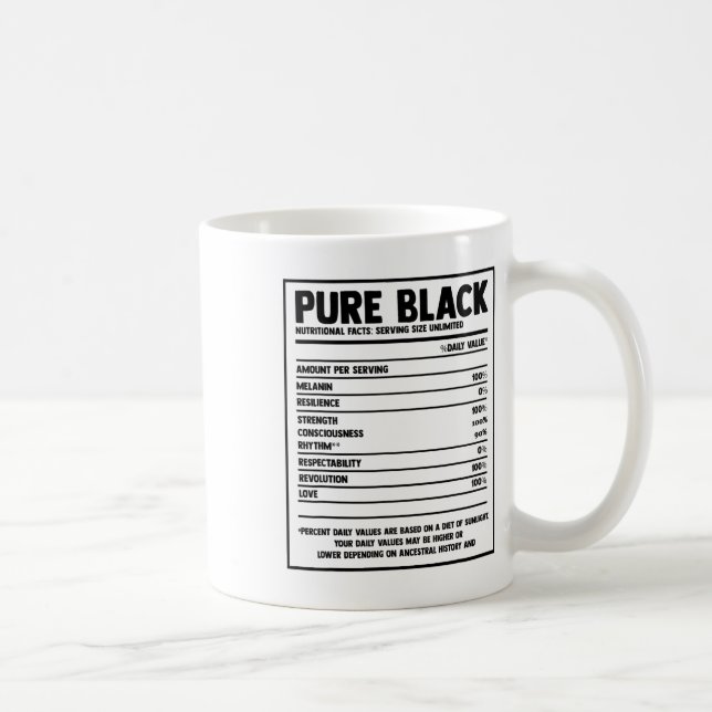 Caneca De Café Preto puro Fatos Nutricionais Negros História Pret (Direita)