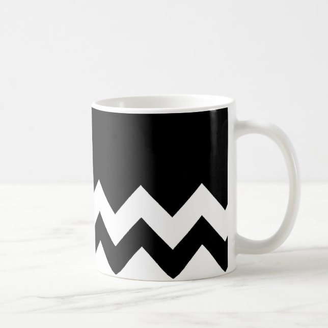 Caneca De Café Preto-Teste-Em-Preto-&-Branco-Ziguezague (Direita)