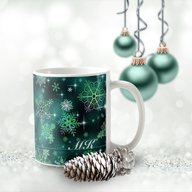 Caneca De Café Prettiest Snowflakes Green ID846 (Criador carregado)