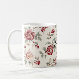 Caneca De Café Pretty Chic Red Cream Floral  