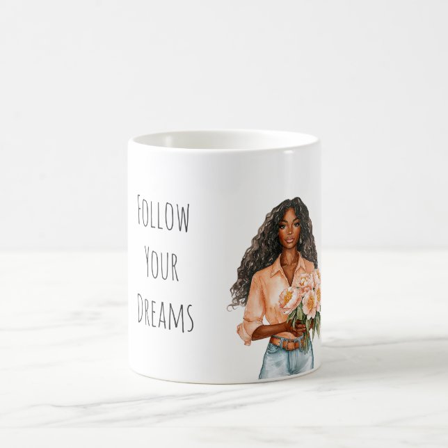 Caneca De Café Pretty Peach Floral Dreams Black Lady (Centro)