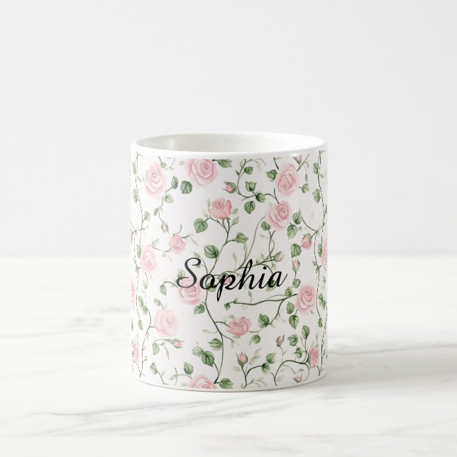 Caneca De Café Pretty Pink Roses Floral   (Centro)
